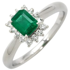 タサキ TASAKI リング 指輪 エメラルド ダイヤ グリーン×プラチナシルバー TASAKI プラチナ900 エメラルドカット 18号 【中古】