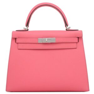 エルメス HERMES 2WAYバッグ ケリー28 外縫い ヴォーエプソン ローズアザレ シルバー金具 ピンク ハンドバッグ ショルダー D 【箱】 【中古】中古品