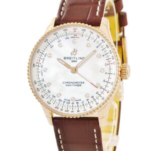 ブライトリング BREITLING ナビタイマー 36 R17327211A1P1 R17327 未使用 K18RG 純正ダイヤ シェル メンズ レディース 腕時計自動巻き シルバー 【中古】未使用保管品
