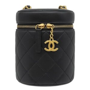 シャネル CHANEL ショルダーバッグ バニティ チェーン ショルダー ラムスキン ブラック ゴールド金具 黒 ヴァニティ ランダムシリアル 【中古】