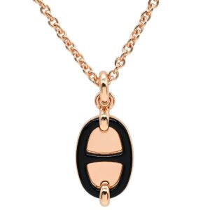 エルメス HERMES ネックレス ミニマイヨン PM ペンダント GP エナメル ブラック ローズゴールド金具 PG金具 黒 シェーヌダンクルモチーフ 新品 未使用 【箱】 【中古】未使用保管品
