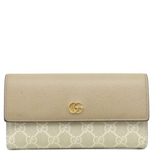 グッチ GUCCI 長財布 ダブルG バイカラー コンチネンタルウォレット GGスプリームキャンバス レザー ベージュ ゴールド金具 フラップ式 456116 【箱】 【中古】中古美品