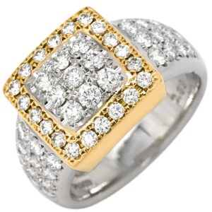 タサキ TASAKI リング 指輪 パヴェ ダイヤモンド スクエア コンビ イエローゴールド×プラチナシルバー Au750 18K 18金 プラチナ900 10.5号 【ケース】 【中古】中古品