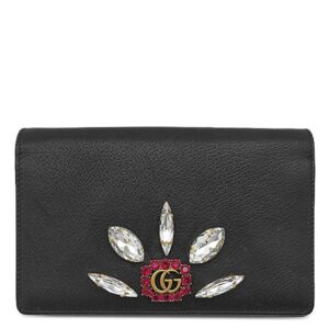 グッチ GUCCI チェーンウォレット GGマーモント クリスタル チェーンウォレット レザー ブラック ヴィンテージ金具 黒 ダブルG GG クラッチ 499782 【中古】中古美品
