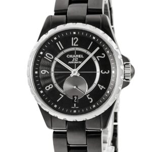 シャネル CHANEL J12-365 H3836 ブラック ギョーシェ デイト アラビア スモールセコンド J12 メンズ 腕時計自動巻き ブラック 【中古】中古美品