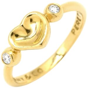 ティファニー Tiffany & Co リング 指輪 クローズドハート イエローゴールド T＆Co. 18K 750 YG エルサ ペレッティ 2石 2粒 ダイヤモンド 8.5号 【中古】