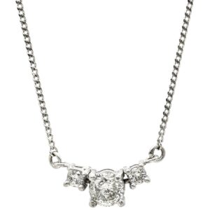 ネックレス ダイヤ ペンダント プラチナシルバー プラチナム 3P 3石 3粒 トリロジー 【中古】中古美品