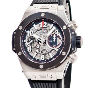 ウブロ HUBLOT ビッグバン ウニコ チタニウム 411.NM.1170.NM デイト クロノグラフ スモールセコンド メンズ 腕時計自動巻き シルバー 【中古】
