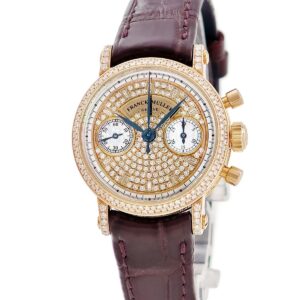 フランクミュラー FRANCK MULLER ラウンド クロノグラフ 2860 NA D K18PG無垢 純正ダイヤ パヴェ シェル レディース 腕時計手巻き ゴールド 【中古】