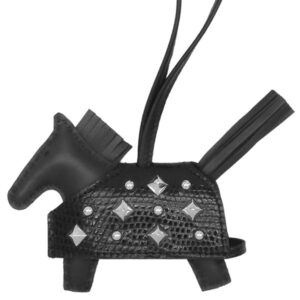 エルメス HERMES バッグチャーム ロデオ ロベオロックPM リザード アニョーミロ ブラック シルバー金具 新品 未使用 黒 スタッズ 2025年製 K 【箱】 【中古】未使用保管品