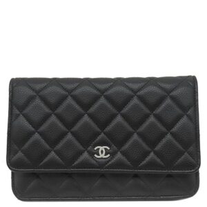 シャネル CHANEL チェーンウォレット マトラッセ タイムレス クラシック キャビアスキン ブラック シルバー金具 ココマーク AP0250 JT3C33EC 【保存袋】 【中古】中古美品