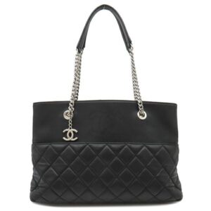 シャネル CHANEL トートバッグ マトラッセ チェーン トート ラムスキン ブラック シルバー金具 黒 ココマーク 23****** 【保存袋】 【中古】
