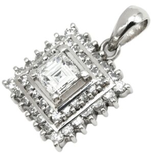 ペンダントトップ SI1 ダイヤモンド 0.6ct プラチナシルバー スクエアカット 四角 ネックレストップ ペンダントヘッド チャーム プラチナ900 【中古】