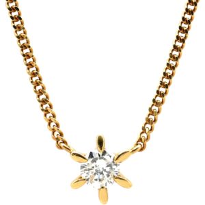 ネックレス ダイヤモンド 0.31ct イエローゴールド Au750 18K 18金 1P 1石 1粒 ソリティア 6本爪 プリンセスサイズ 【中古】中古美品