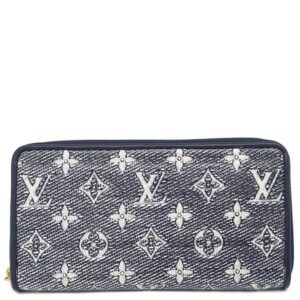 ルイヴィトン LOUIS VUITTON 長財布 ジッピーウォレット レザー モノグラムジャガード ネイビー ゴールド金具 ホログラフィック メタリック ラウンドファスナー M82468 【箱】 【中古】