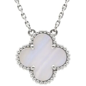 ヴァンクリーフアーペル Van Cleef & Arpels ネックレス ヴィンテージ アルハンブラ ブルーグレー×ホワイトゴールド Au750 18K カルセドニー VCARD34900 【中古】中古美品