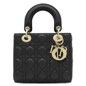 クリスチャン・ディオール Christian Dior 2WAYバッグ レディディオール スモール ラムスキン ブラック ゴールド金具 ショルダー ハンドバッグ カナージュ 【中古】中古美品