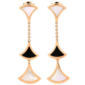 ブルガリ BVLGARI ピアス ディーヴァ ドリーム ホワイト×ブラック×ピンクゴールド 白 黒 18K 750PG 18金 ドロップ スウィング 【中古】中古品
