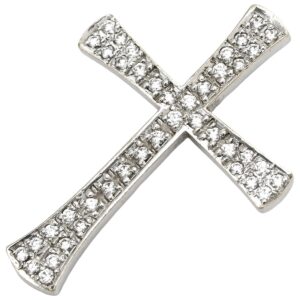ペンダントトップ クロス ダイヤ ホワイトゴールド 十字架 ネックレストップ K18 WG ホワイトゴールド 【中古】