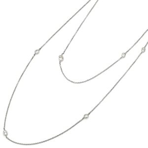 ネックレス ステーションネックレス ホワイトゴールド 10P 10粒 18K WG Au750 ベゼルセッティング ロング 2.46ct 【中古】中古美品