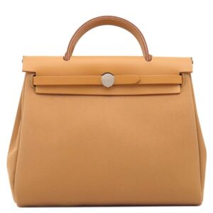 エルメス HERMES 2WAYバッグ エールバッグジップ PM 31 ルトゥルネ トワルオフィシエ レザー ヴァッシュハンター ナチュレルサブレ×デュンヌ×エトゥープ シルバー金具 キャンバス バイカラー B 【箱】 【中古】未使用保管品