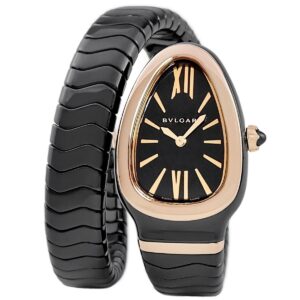 ブルガリ BVLGARI セルペンティ スピガ SPC35BG 102735 K18PG×セラミック コンビ ブラック レディース 腕時計クオーツ ブラック 【中古】中古美品