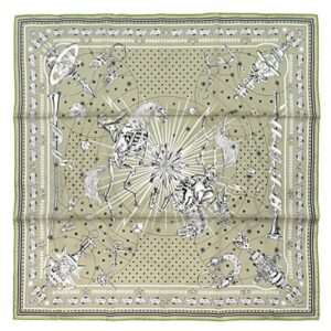 エルメス HERMES スカーフ カレ55 CARRE シルク ヴェールアルジル×ホワイト×ブラック 【CHORUS STELLARUM/ コーラス ステラルム】 【箱】 【中古】新品同様品