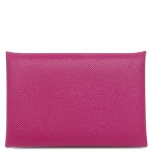 エルメス HERMES カードケース カルヴィ レザー ヴォーマダム ローズパープル シルバー金具 カード入れ 名刺入れ D 【中古】中古美品