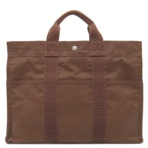 エルメス HERMES トートバッグ エールライントート MM キャンバス ブラウン シルバー金具 鍵・カデナ欠品 【中古】中古美品