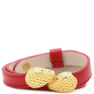 ブルガリ BVLGARI ブレスレット セルペンティ フォーエバー レザー ブレス レザー メタル レッド ゴールド金具 赤 スネーク 蛇 【中古】