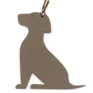 エルメス HERMES バッグチャーム プティアッシュ ラブラドール レトリバー トゴ シェーブル エトゥープ×ピンク 犬 petit H 【箱】 【中古】