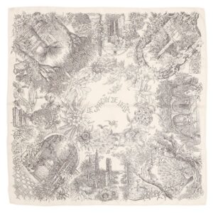 エルメス HERMES スカーフ カレ90 CARRE シルク ホワイト 【Le Jardin de Leila/レイラの庭】 【中古】中古美品