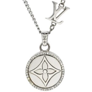 【★3％OFFクーポン】ルイヴィトン LOUIS VUITTON ネックレス ツイステッドフラワー メタル ラインストーン シルバー ロケット ラウンド M00916 RM5202 【中古】中古品