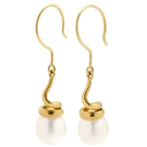 タサキ TASAKI ピアス パール パールホワイト×イエローゴールド あこや アコヤ 真珠 1P 1粒 Au750 18K 18金 スイング ドロップ 【中古】中古美品
