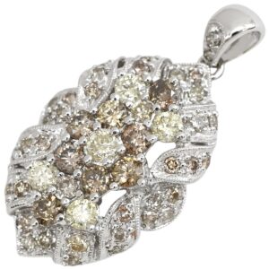 ペンダントトップ ダイヤ 2.0ct ネックレストップ ホワイトゴールド Au750 18K WG クラスターデザイン パヴェ オープンワーク 【中古】中古美品