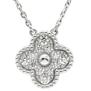 ヴァンクリーフアーペル Van Cleef & Arpels ネックレス ヴィンテージアルハンブラ ペンダント ホワイトゴールド Au750 K18 12Pダイヤ VCARA46100 【箱】 【中古】中古美品