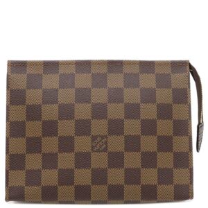 ルイヴィトン LOUIS VUITTON ポーチ ポッシュ トワレット19 ダミエキャンバス ダミエエベヌ ゴールド金具 茶 ポーチ N47544 DU0025 【保存袋】 【中古】