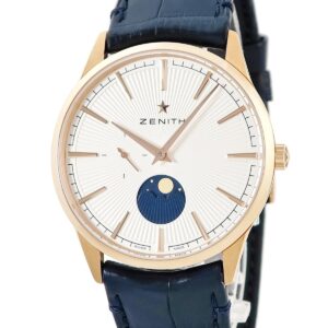 ゼニス ZENITH エリート ムーンフェイズ 18.3100.692/01.C922 新品同様 K18RG無垢 バー ギョウシェ メンズ 腕時計自動巻き シルバー 【中古】