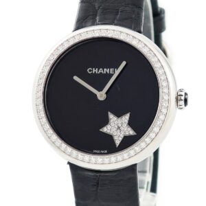 シャネル CHANEL マドモアゼル プリヴェ コメットモチーフ H2928 K18WG無垢 純正ダイヤ 黒 星 メンズ レディース 腕時計自動巻き ブラック 【中古】中古美品