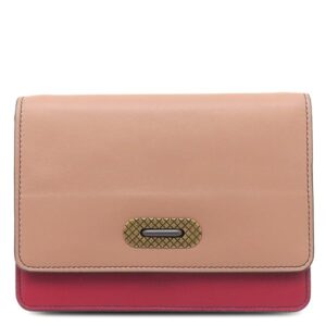 ボッテガヴェネタ BOTTEGA VENETA チェーンウォレット チェーン ショルダー レザー ベージュピンク×レッド ゴールド金具 赤 ミニバッグ 財布 【箱】 【中古】中古美品