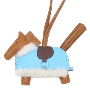 エルメス HERMES バッグチャーム ロデオ ロベオ プラッシュ PM アニョーミロ スイフト メリノウール ゴールド×テール×セレステ シルバー金具 新品 未使用 茶 水色 2026年製 G 【箱】 【中古】未使用保管品