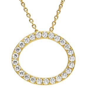 ギメル Gimel ネックレス オーバルモチーフ ダイヤ ペンダント イエローゴールド 18K 750 YG パヴェ 【中古】中古美品