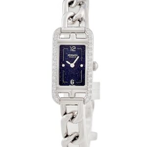 エルメス HERMES ナンタケット PM NA2.133 W404983WW00 純正ダイヤ ブルー アベンチュリン チェーン レディース 腕時計クオーツ ブルー 【中古】中古美品
