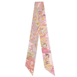 エルメス HERMES スカーフ ツイリー シルク ローズ×ジョーヌドール×レッド 新品 未使用 【シティー オブ ライト】 【箱】 【中古】
