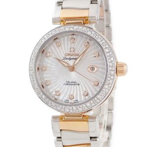 オメガ OMEGA デ ヴィル レディマティック 425.25.34.20.55.001 K18RG×SS コンビ 純正ダイヤ シェル レディース 腕時計自動巻き ホワイト 【中古】中古美品