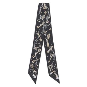 エルメス HERMES スカーフ ツイリー シルク ブラック×ベージュロゼ×マルチカラー 【LES CLES A POIS/レ クレア ポア】 【中古】未使用保管品