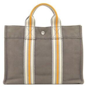 エルメス HERMES トートバッグ フールトゥ PM キャンバス グレー×オレンジ×ホワイト シルバー金具 銀座限定 限定カラー 【中古】中古美品