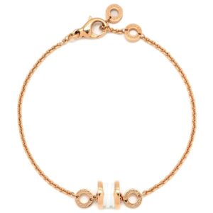 ブルガリ BVLGARI ブレスレット ビーゼロワン ピンクゴールドXホワイト ML ローズゴールド 白 【箱】 【中古】