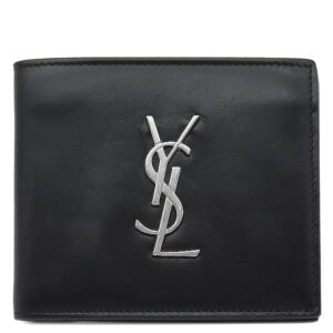 サンローラン SAINT LAURENT 二つ折り財布 カサンドラ モノグラム ウォレット レザー ブラック シルバー金具 黒 札入れ 453276 【中古】