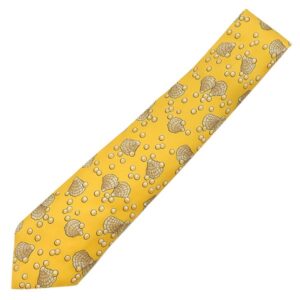 エルメス HERMES ネクタイ クラバット 9cm シルク イエロー 貝柄 貝殻 真珠 【中古】中古美品